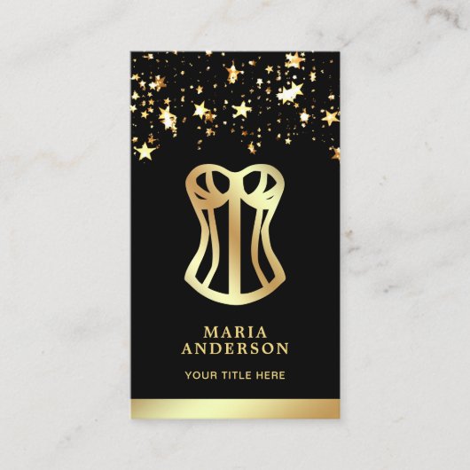 Gouden Confetti Corset Bruids Lingerie Boutique Visitekaartje (Voorkant)