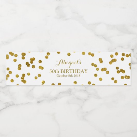 Gouden Confetti Custom Verjaardagswaterflesetiket Waterfles Etiket (Enkel label)