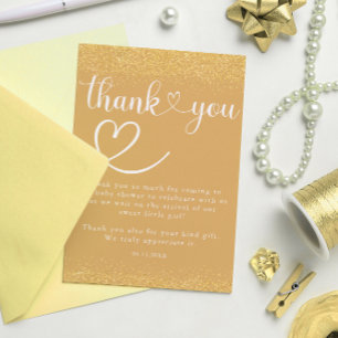 Gouden Confetti Dank Je Hart Script Bedankkaart