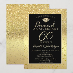 Gouden Confetti Diamant Glitter Huwelijksjubileum Kaart
