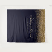 Gouden Confetti Donkerblauwe Fotohutten Achtergron Wandkleed (Voorkant (horizontaal))