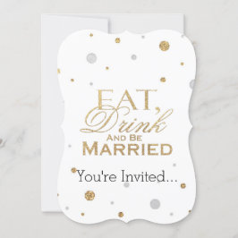 Gouden confetti Eet, drink en word getrouwd Kaart
