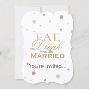 Gouden confetti Eet, drink en word getrouwd Kaart