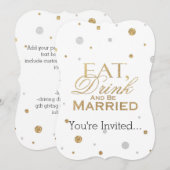 Gouden confetti Eet, drink en wordt getrouwd Kaart (Voorkant / Achterkant)