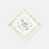 Gouden Confetti Elegant Grijs Monogram Huwelijk Servetten (Hoek)