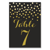 Gouden Confetti Elegant Zwart Tafelnummer Kaart (Voorkant)