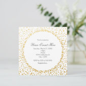 Gouden Confetti Elegante Glamour Stip Witte Uitnod Kaart (Staand voorkant)