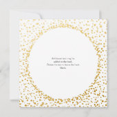 Gouden Confetti Elegante Glamour Stip Witte Uitnod Kaart (Achterkant)