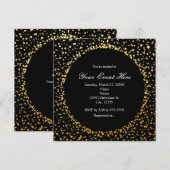 Gouden Confetti Elegante Glamour Stippen Uitnodigi Kaart (Voorkant / Achterkant)