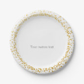 Gouden Confetti Elegante Glamour Stippen Witte Bor Papieren Bordje (Voorkant)