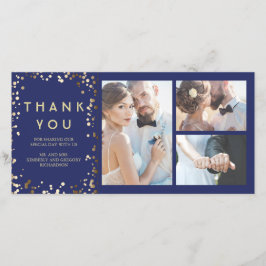 Gouden Confetti Elegante Navy bruiloft Dank u Bedankkaart