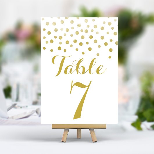 Gouden Confetti Elegante Trouwtafel Nummer Kaart