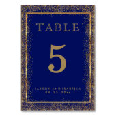 Gouden Confetti en Donkerblauw - Tafel Kaart (Voorkant)