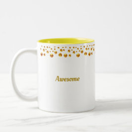 Gouden confetti en gepersonaliseerde tekst op wit tweekleurige koffiemok