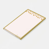 Gouden confetti en gouden kader op ivoor post-it® notes (Schuin)