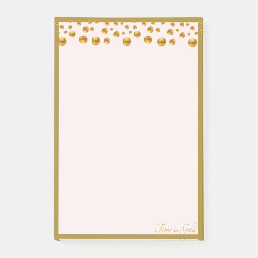 Gouden confetti en gouden kader op ivoor post-it® notes (Voorkant)