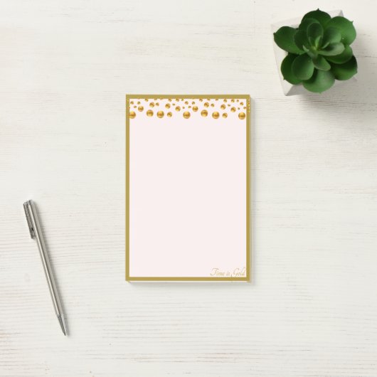 Gouden confetti en gouden lijst op ivoor post-it® notes (Kantoor)