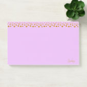 Gouden confetti en kalligrafie op paars post-it® notes (Kantoor)