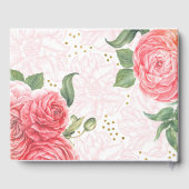 Gouden Confetti en roze bloemen Chic bruiloft Gastenboek (Achterkant)
