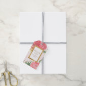 Gouden Confetti en Roze Waterverf Bloemen Chic Cadeaulabel (Met Touw)