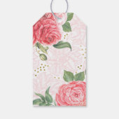 Gouden Confetti en Roze Waterverf Bloemen Chic Cadeaulabel (Achterkant)