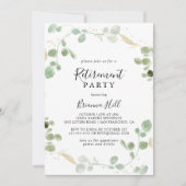 Gouden Confetti Eucalyptus Foliage Retirement Part Kaart (Voorkant)
