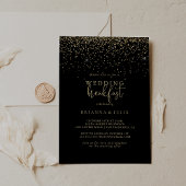 Gouden Confetti Fancy Script Trouwontbijt Kaart