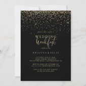 Gouden Confetti Fancy Script Trouwontbijt Kaart (Voorkant)