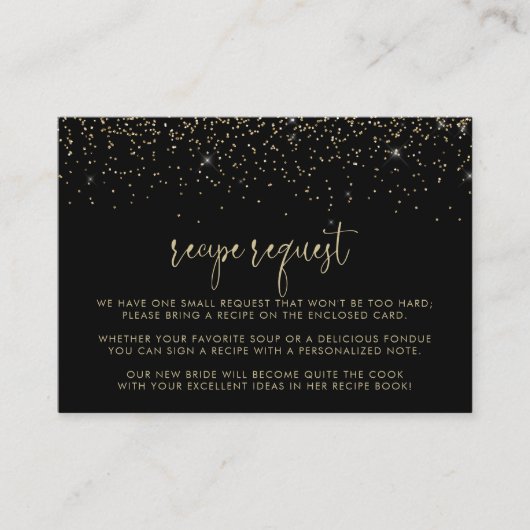 Gouden Confetti Fancy Script Trouwrecept Verzoek  Informatiekaartje (Voorkant)