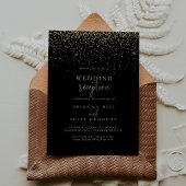 Gouden Confetti Fancy Script Trouwreceptie Kaart