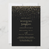 Gouden Confetti Fancy Script Trouwreceptie Kaart (Voorkant)