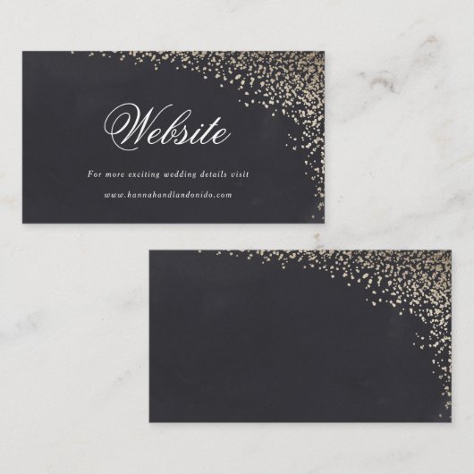 Gouden confetti faux folie trouwkaart informatiekaartje (Voorkant / Achterkant)
