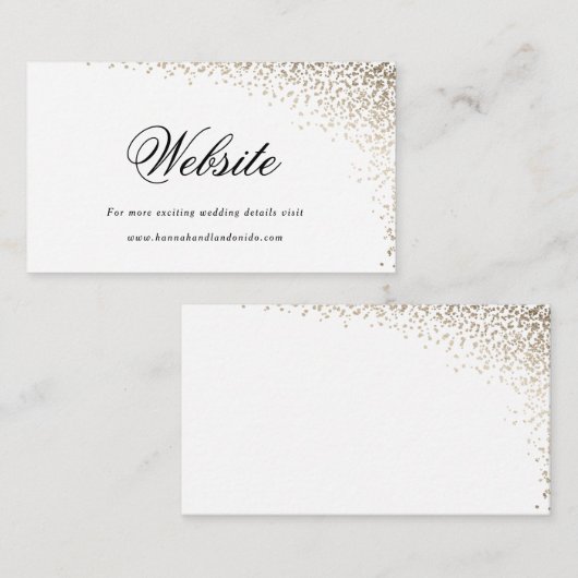 Gouden confetti faux folie trouwkaart informatiekaartje (Voorkant / Achterkant)