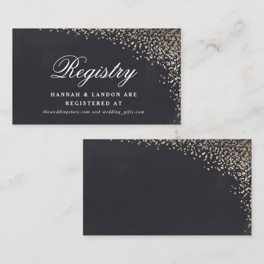 Gouden confetti faux folie trouwkaart informatiekaartje (Voorkant / Achterkant)