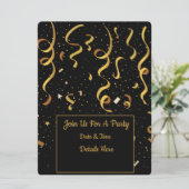 Gouden Confetti Feest Uitnodiging (Staand voorkant)