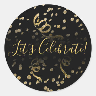 Gouden Confetti feest vieren Ronde Sticker