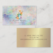 Gouden Confetti Floral Maid Spray Bottle Opal Visitekaartje (Voorkant / Achterkant)