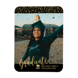 Gouden Confetti Foto Afstudeer Uitnodiging Magneet