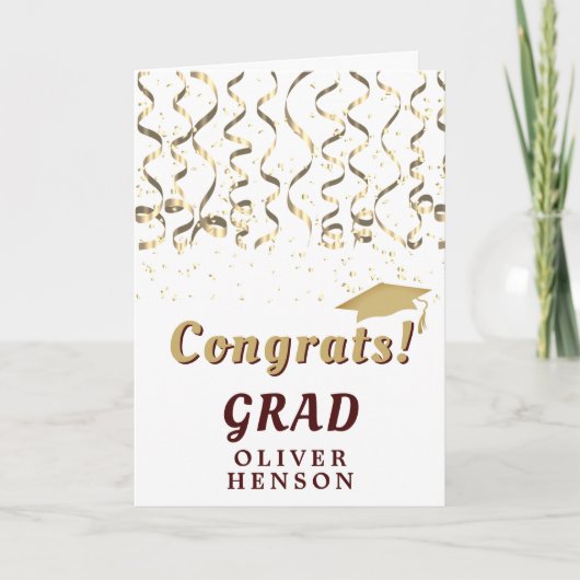 Gouden Confetti Gefeliciteerd Afgestudeerde Afstud Kaart (Voorkant)