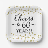Gouden Confetti gejuicht tot 60 jaar Papieren Bordje (Voorkant)