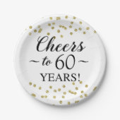 Gouden Confetti gejuicht tot 60 jaar Papieren Bordje (Voorkant)