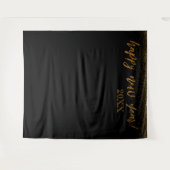 Gouden Confetti Gelukkig Nieuwjaar! Zwarte Achterg Wandkleed (Voorkant (horizontaal))