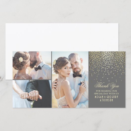 Gouden Confetti Glamour bruiloft Dank u Bedankkaart (Voorkant / Achterkant)