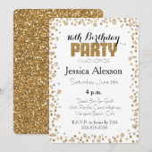 Gouden Confetti Glitter 16e Verjaardag Kaart (Voorkant / Achterkant)