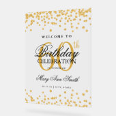 Gouden Confetti Glitter 60ste Verjaardagsfeest Wel Acryl Bord (Hoek)