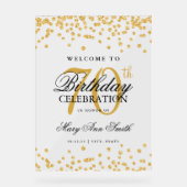 Gouden Confetti Glitter 70e Verjaardagsfeest Welko Acryl Bord (Voorkant)