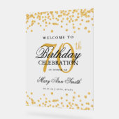 Gouden Confetti Glitter 70e Verjaardagsfeest Welko Acryl Bord (Hoek)