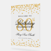 Gouden Confetti Glitter 80ste Verjaardagsfeest Wel Acryl Bord (Hoek)