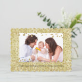 Gouden Confetti Glitter Gepersonaliseerde Foto Ker Feestdagenkaart (Staand voorkant)