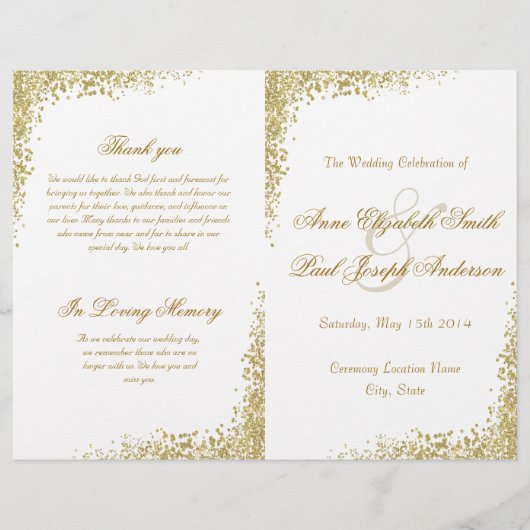 Gouden confetti & Glitter gevouwen programma (Voorkant)
